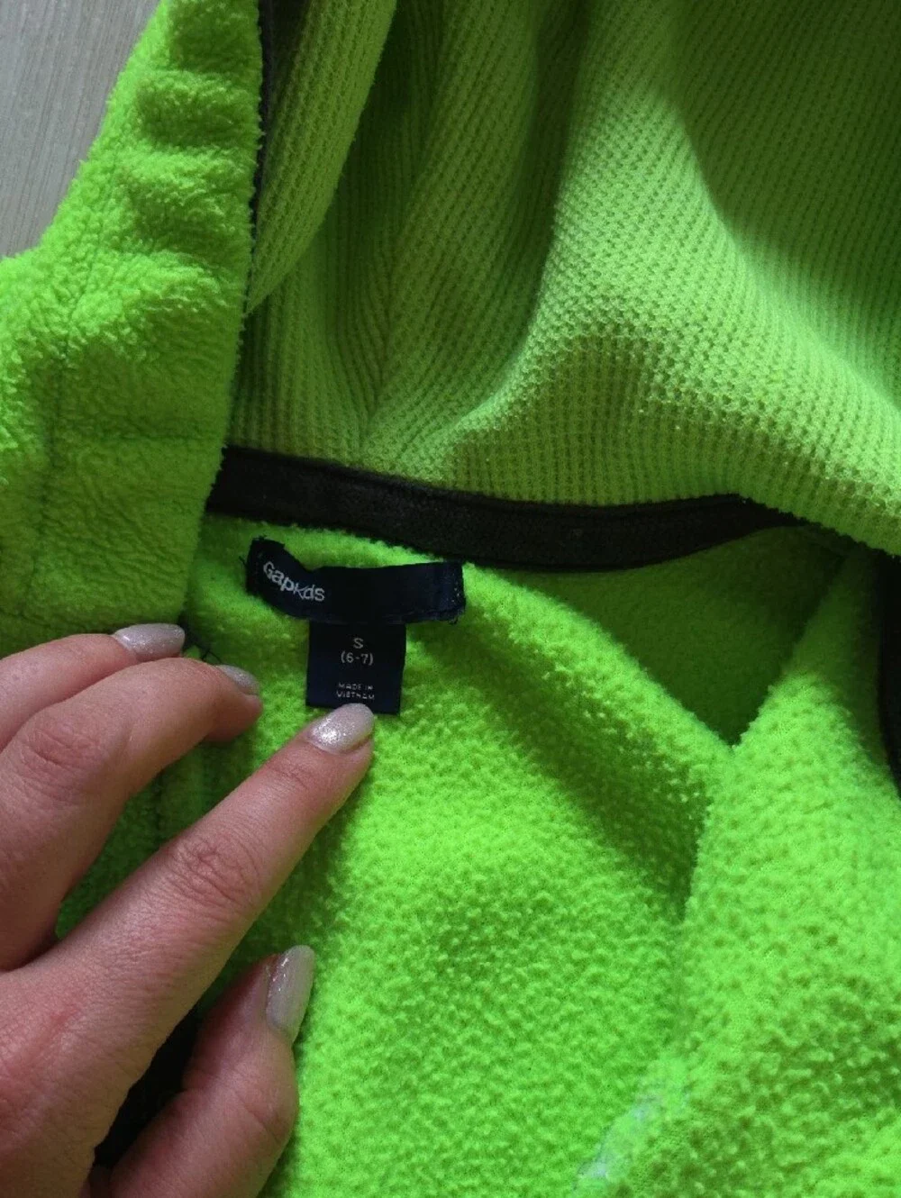 GAP Bright Neon Green Kids Zip-Up Hoodie with Logo